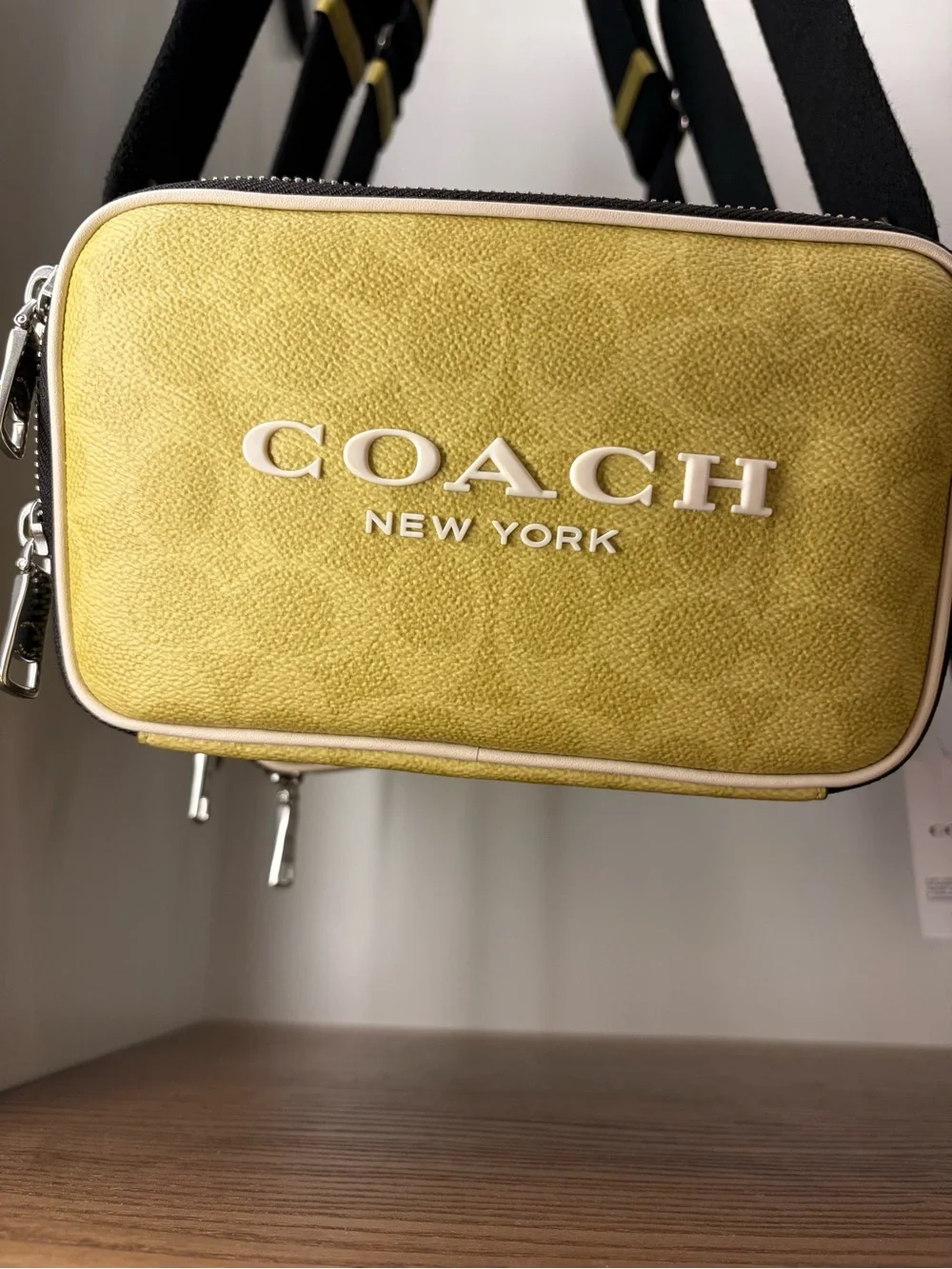 COACH Yellow Pebbled Leather Crossbody Camera Bag new with tag